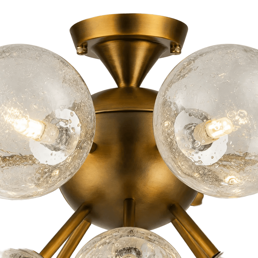Orbit 13 - Globe Aged Brass Semi - Flush Mount