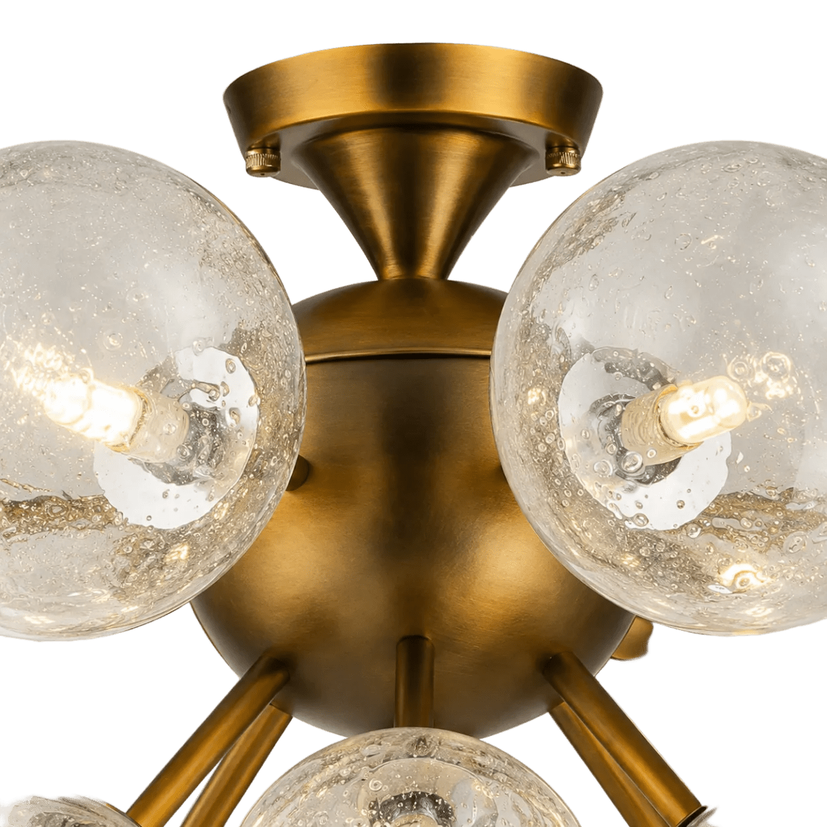Orbit 13 - Globe Aged Brass Semi - Flush Mount