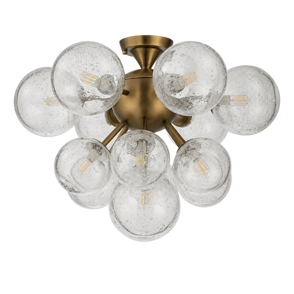 Orbit 13 - Globe Aged Brass Semi - Flush Mount