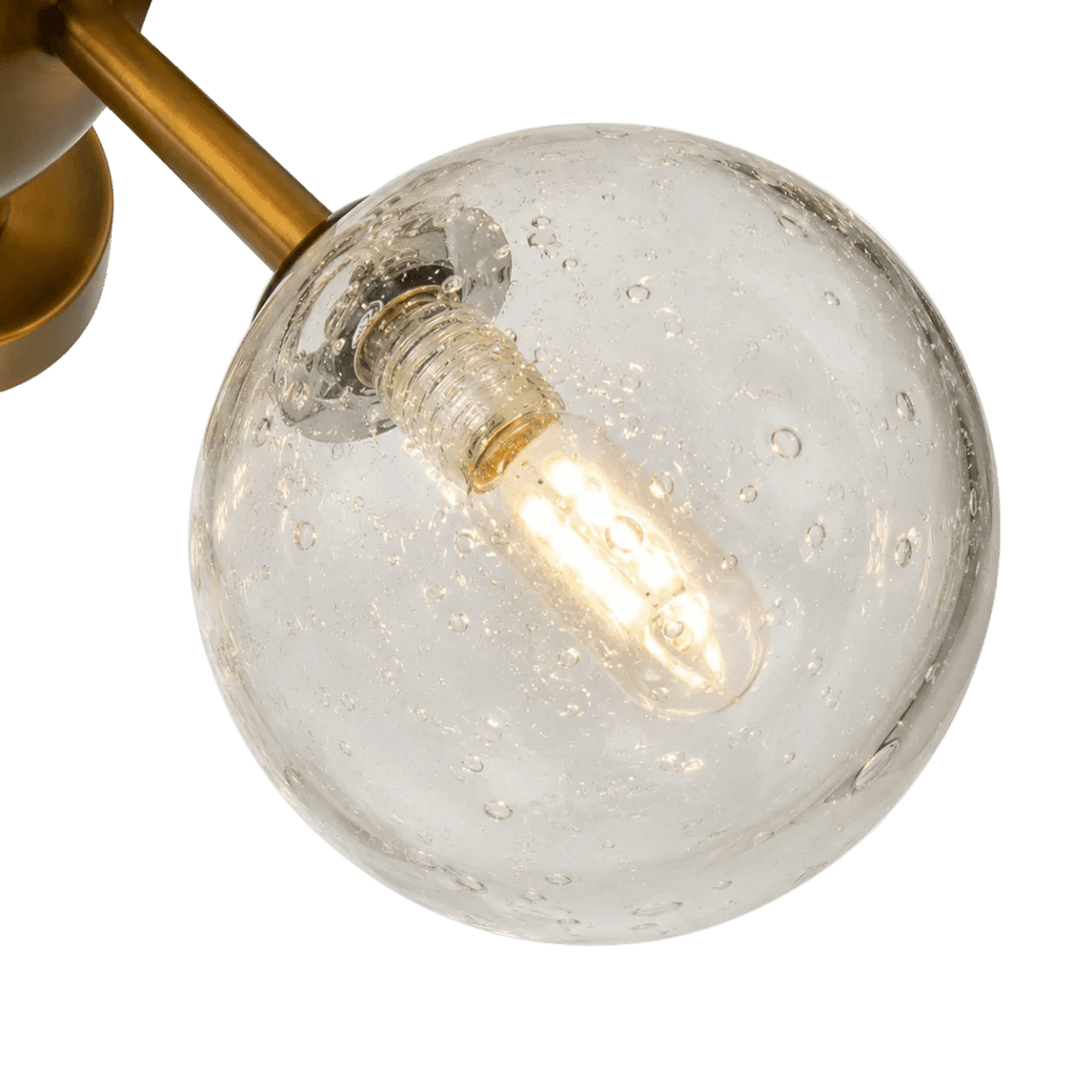 Orbit 13 - Globe Aged Brass Semi - Flush Mount