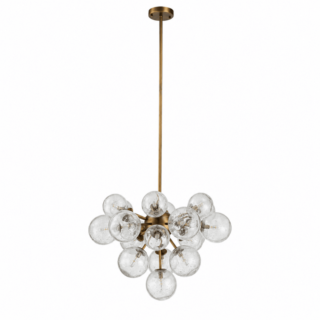 Orbit 19 - Globe Aged Brass Chandelier