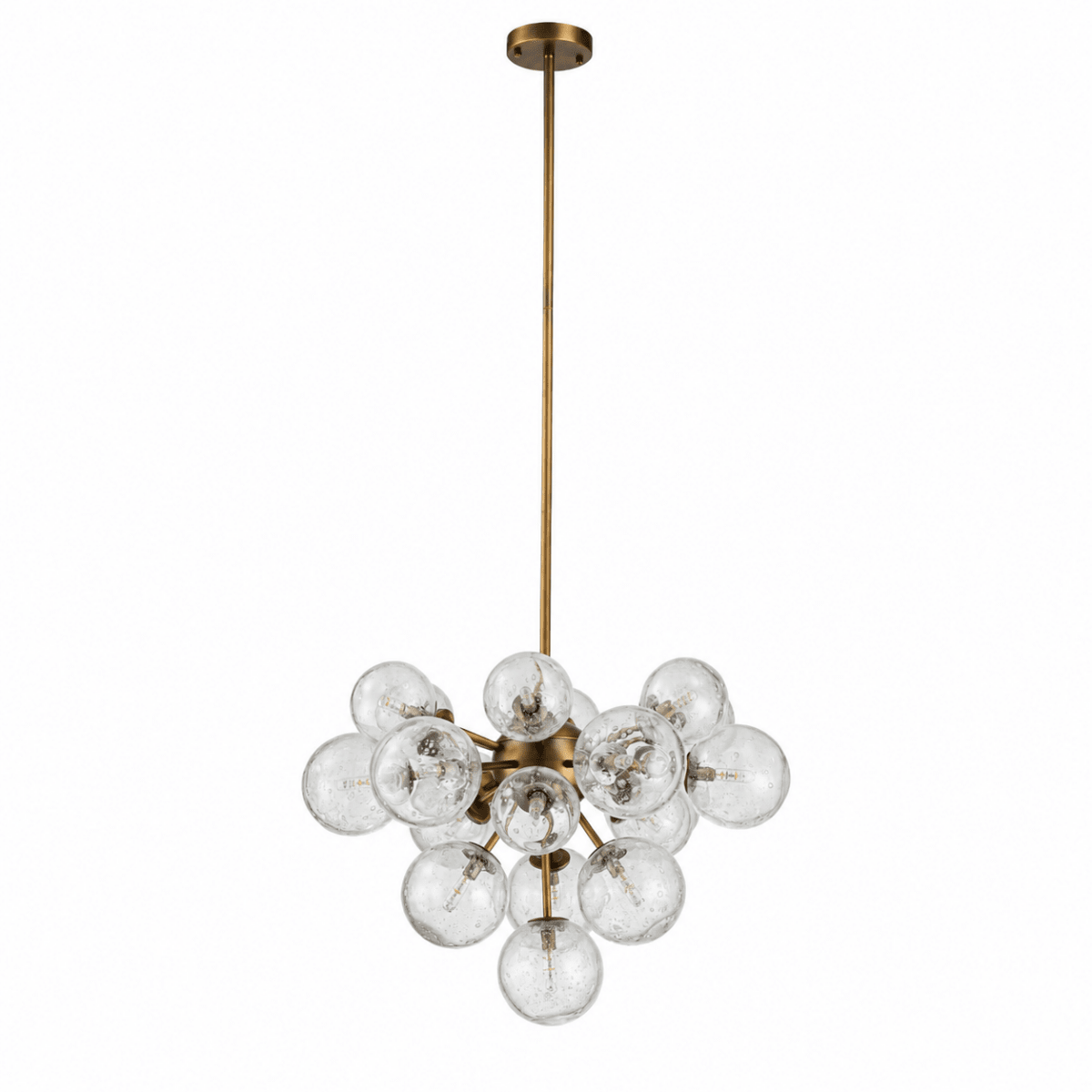 Orbit 19 - Globe Aged Brass Chandelier