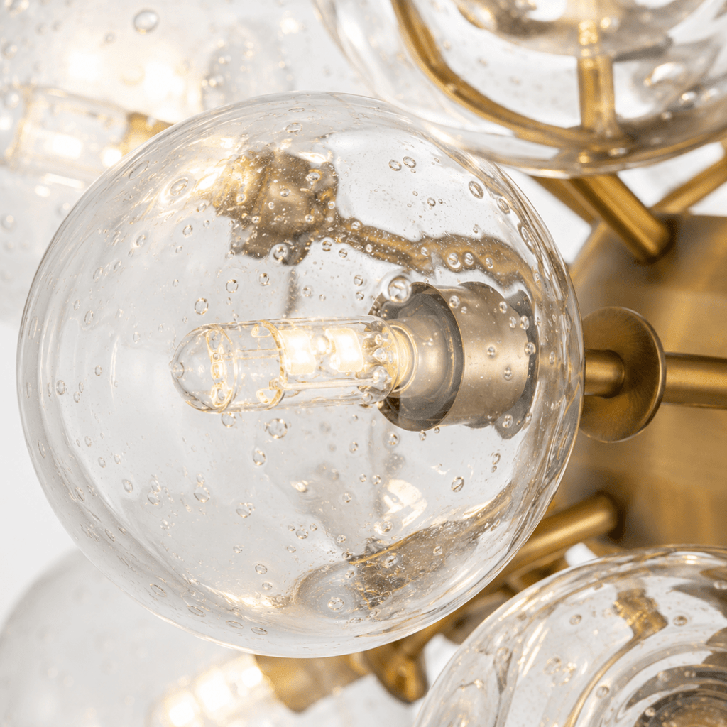 Orbit 19 - Globe Aged Brass Chandelier