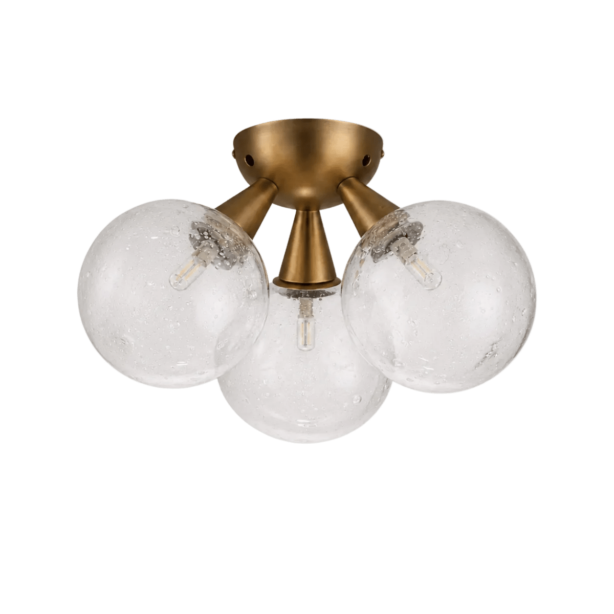 Orbit 3 - Globe Aged Brass Semi - Flush Mount