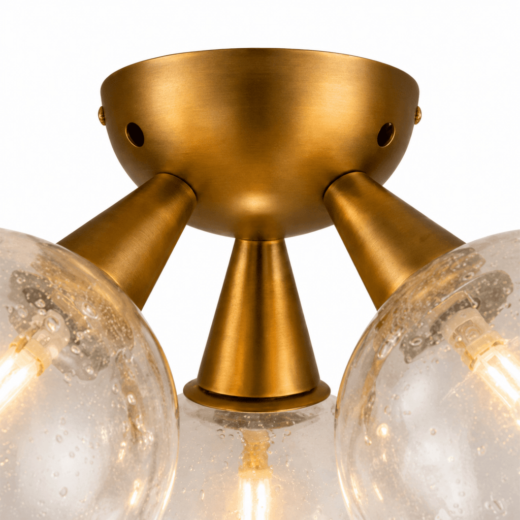 Orbit 3 - Globe Aged Brass Semi - Flush Mount