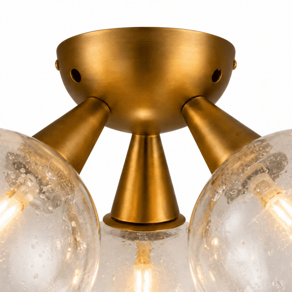 Orbit 3 - Globe Aged Brass Semi - Flush Mount