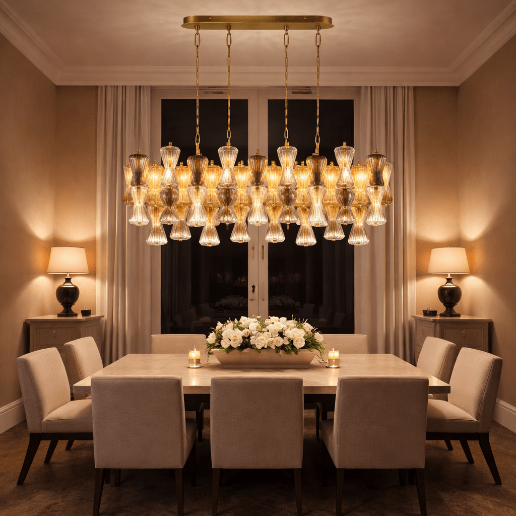 Vega Oval 22 - Light Multi - Color Glass Chandelier