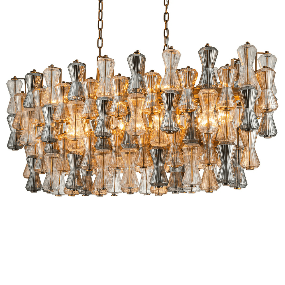 Vega Oval 22 - Light Multi - Color Glass Chandelier